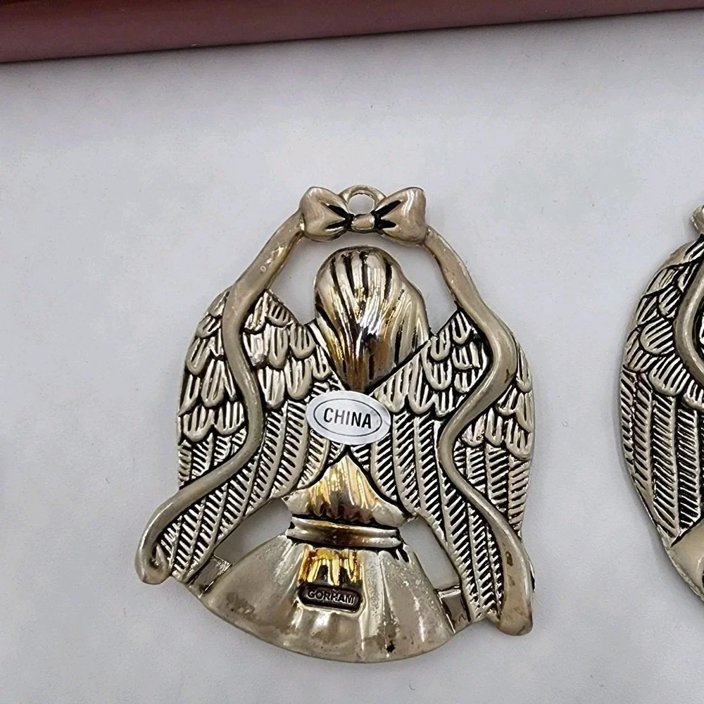 Gorham Silverplated Angel Ornament‎ Set Peace Harp Violin Christmas Set of 3